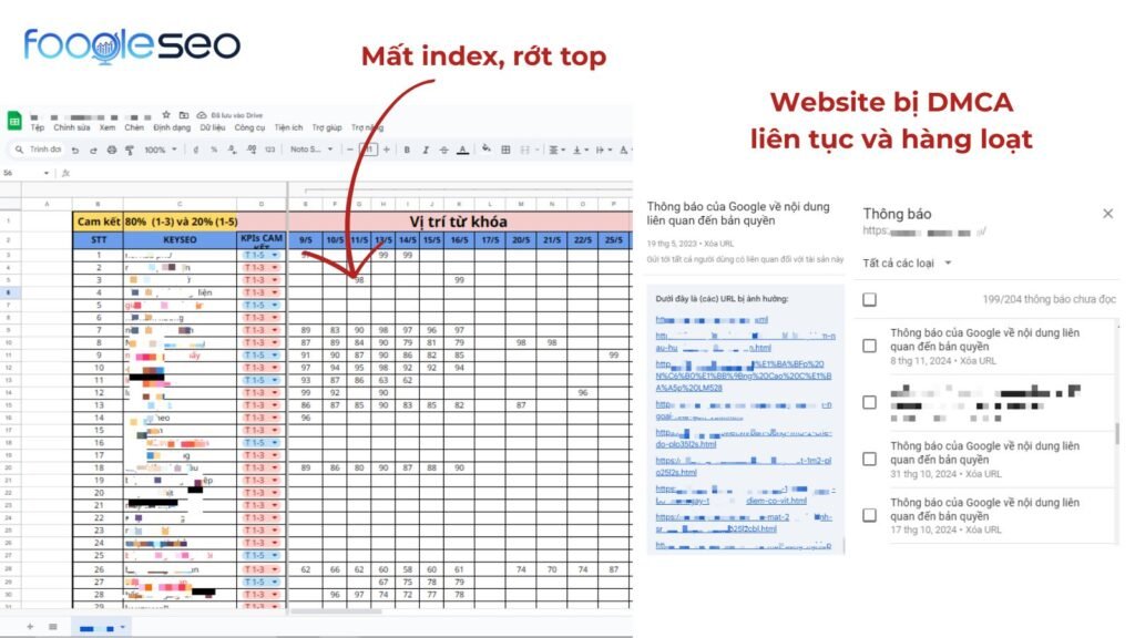 Website bị DMCA hàng loạt - Mất Index, Rớt Top