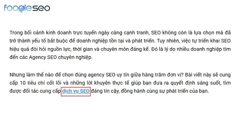 Anchor text chính xác