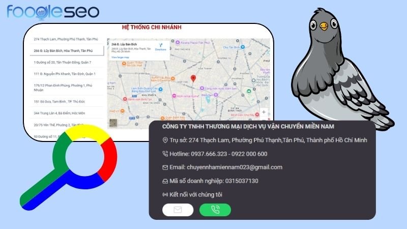 các tín hiệu địa phương rõ ràng trên trang web