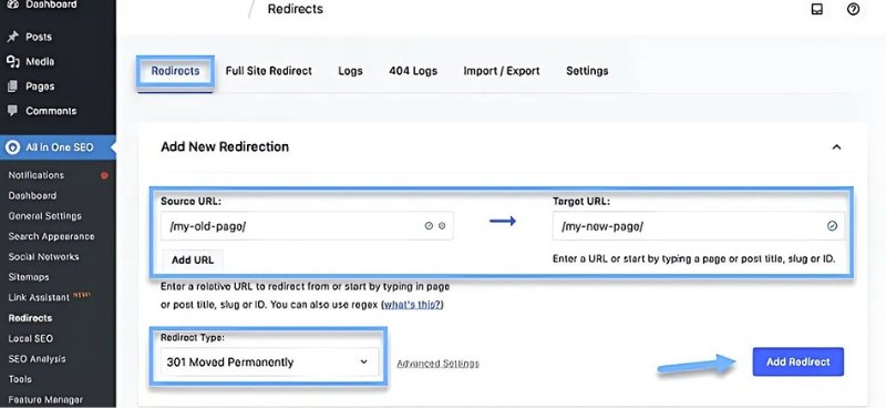 Cách tạo redirect 301 bằng wordpress