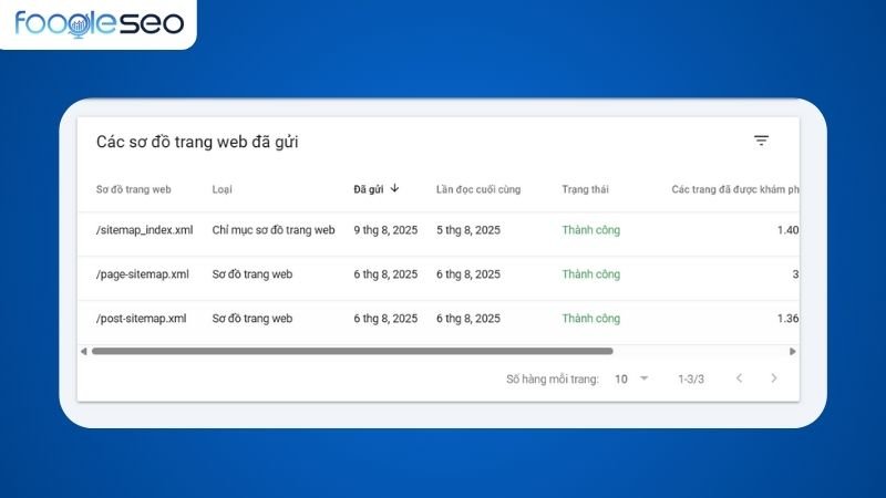Gửi sitemap để google index nhanh hơn