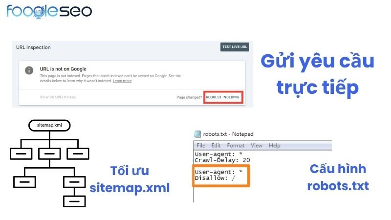 Gửi yêu cầu index, tối ưu sitemap và cấu hình robots.txt