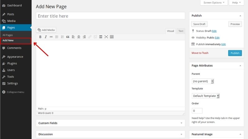 Tạo trang pages mới