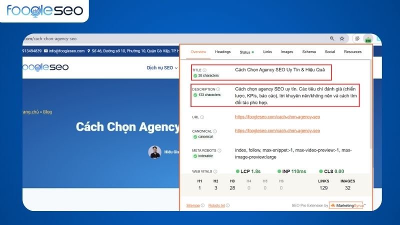 Tối ưu thẻ title và meta description