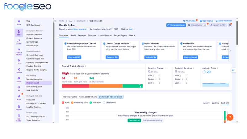 Tính năng backlink Audit