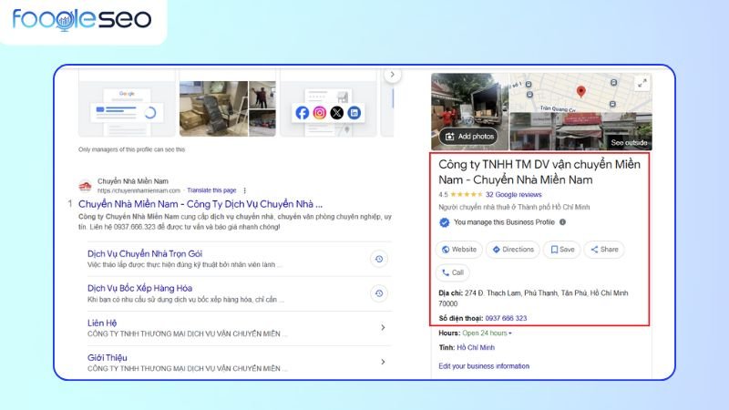 Đảm bảo thông tin NAP và biển hiệu trùng khớp