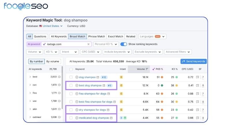 Dùng semrush để tìm các từ khóa biến thể