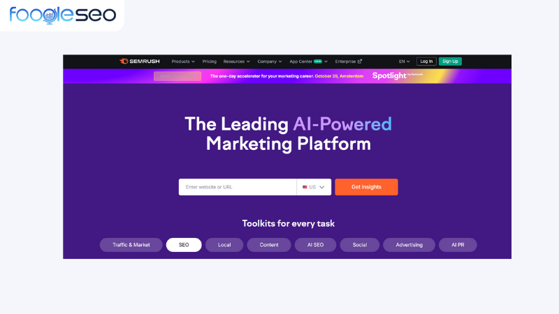 Giao diện ban đầu Semrush