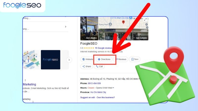 Khuyến khích người dùng click vào chỉ đường