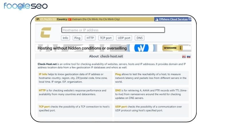 Kiểm tra Hosting bằng công cụ Check-Host.net