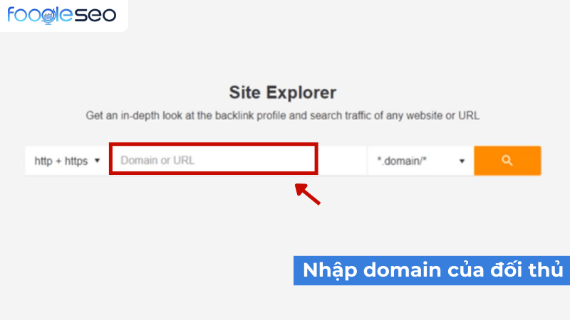 Nhập domain của đối thủ vào Site Explorer trong Ahrefs