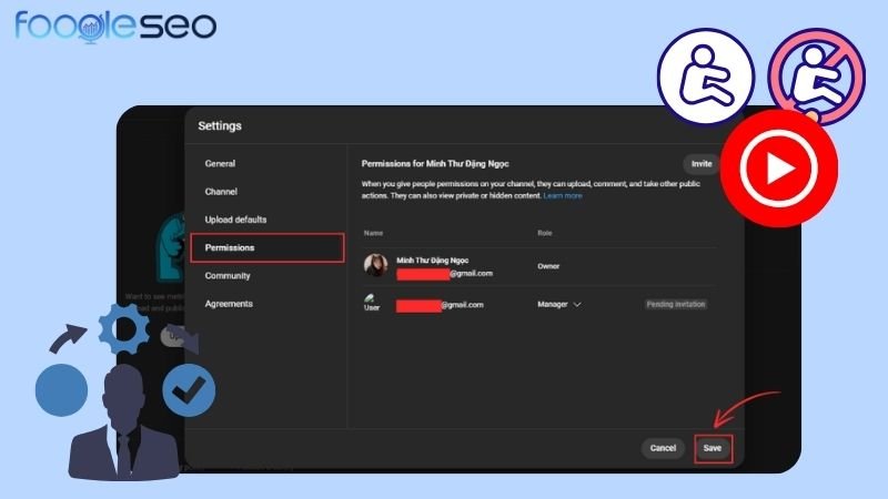 Quản lý quyền truy cập và đội ngũ kênh YouTube