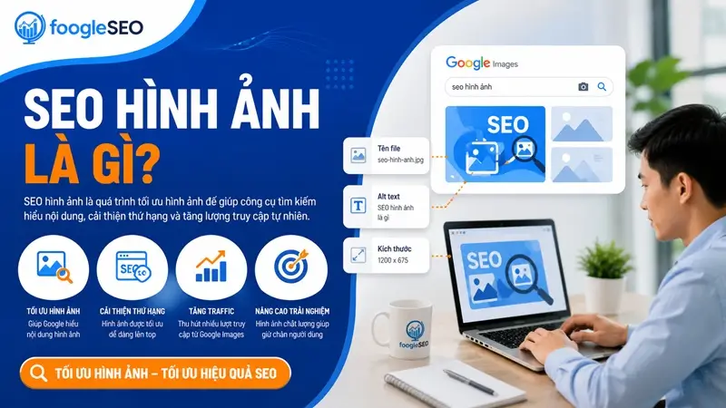 Minh họa SEO hình ảnh gồm tên file, alt text, dung lượng và sitemap