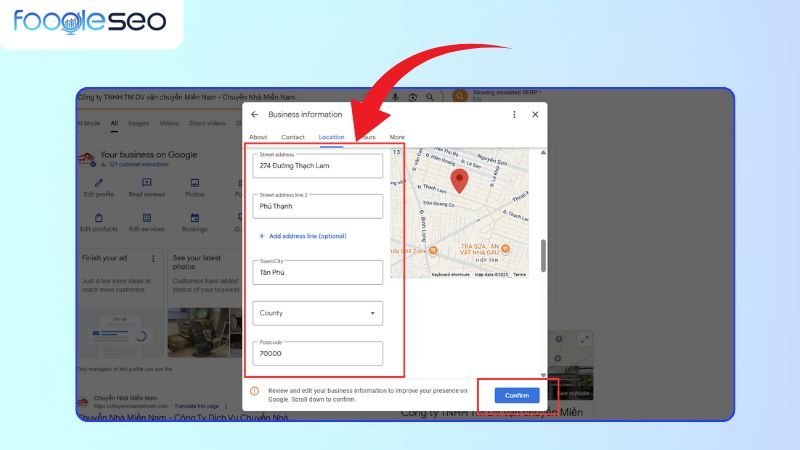 Thay đổi địa chỉ trên google map
