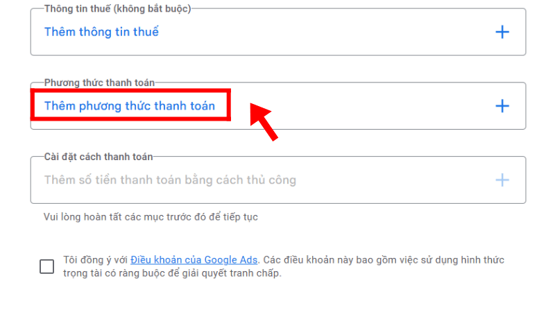 Thêm phương thức thanh toán