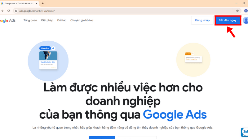 Truy cập vào trang Google Ads