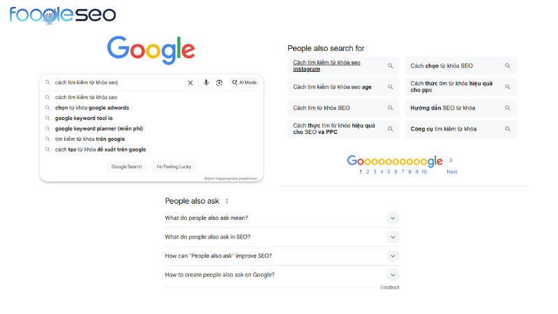 Sử dụng chức năng gợi ý tích hợp của Google để tìm từ khóa SEO