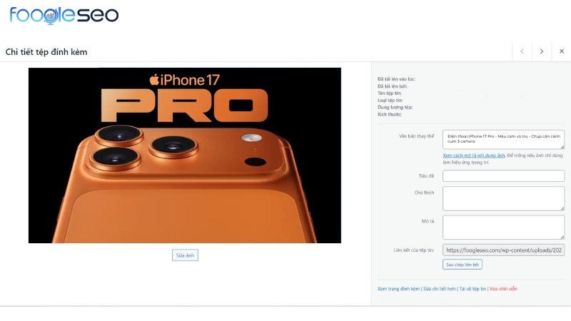Ví dụ cách đặt tên Alt text cho sản phẩm điện thoại iphone 17