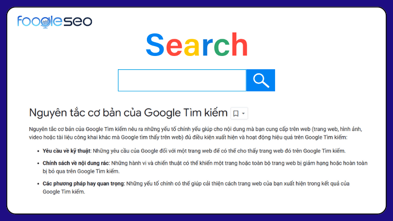 Ba nguyên tắc chính của Google Search Essentials