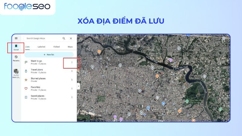 Cách xóa địa điểm đã lưu