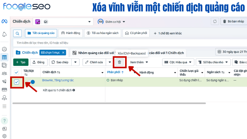 Cách xóa vĩnh viễn một chiến dịch quảng cáo