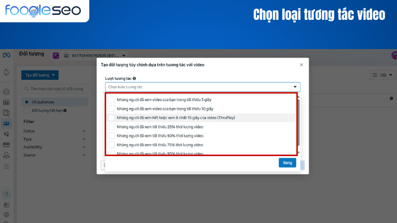 Chọn loại tương tác cho nguồn video