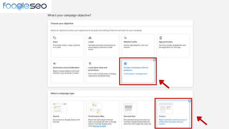 Chọn tạo một chiến dịch không cần hướng mục tiêu