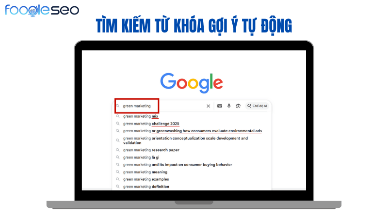 Dùng Google search để tìm kiếm từ khóa gợi ý tự động