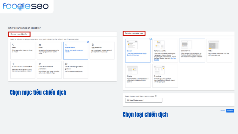 Lựa chọn mục tiêu chiến dịch và loại chiến dịch phù hợp