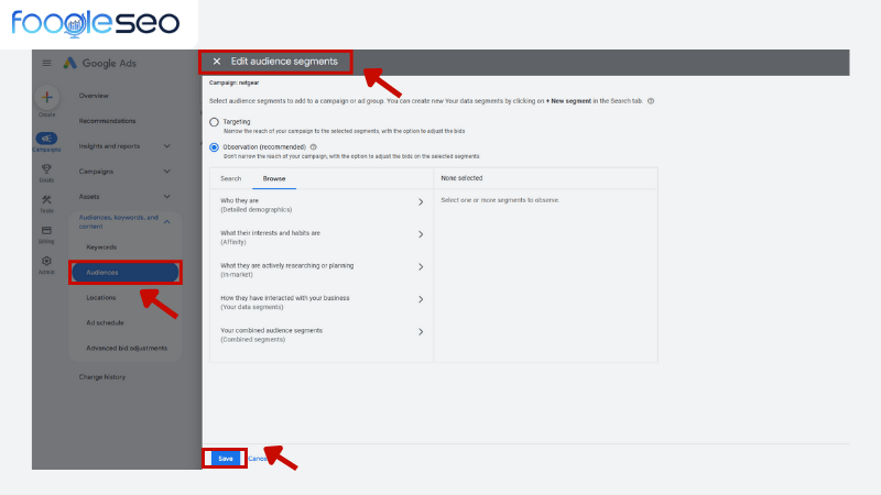 Thêm hoặc điều chỉnh audience trong chiến dịch quảng cáo