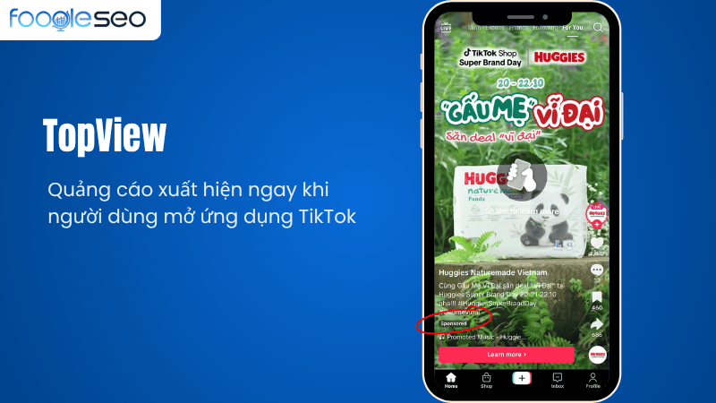 Top View quảng cáo video xuất hiện ngay khi người dùng mở ứng dụng TikTok