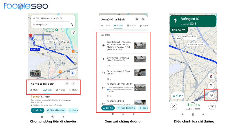 Điều hướng tìm đường khi dùng google maps chỉ đường bằng điện thoại