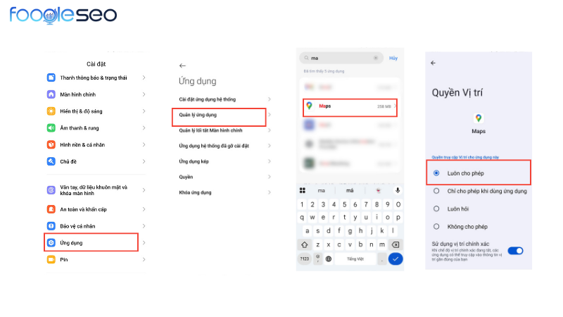 Cấp quyền truy cập vị trí cho Google Maps