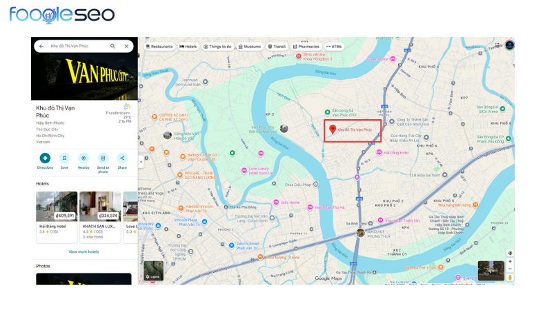 Chọn vị trí cần đo diện tích trên google maps bằng máy tính