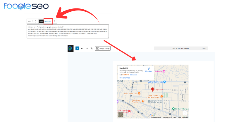 Dán mã html để nhúng vào website