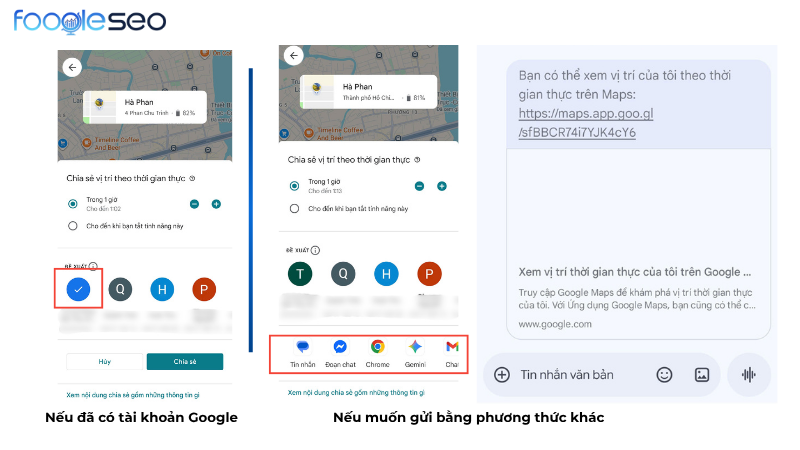Hoàn tất chia sẻ vị trí cho Google Map