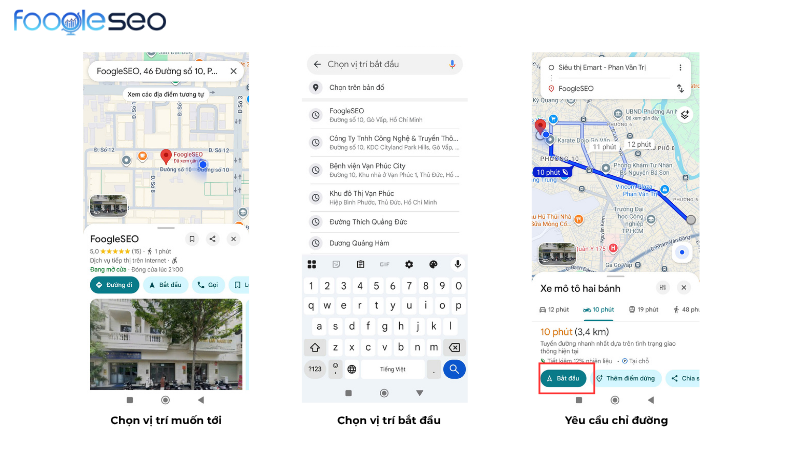 Tìm và thiết lập đường đi khi dùng google maps chi đường trên điện thoại