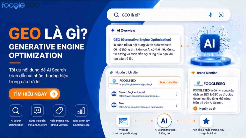 GEO là gì? Generative Engine Optimization cho thấy cách nội dung website được AI hiểu, trích dẫn nguồn và nhắc đến thương hiệu trong câu trả lời AI Search