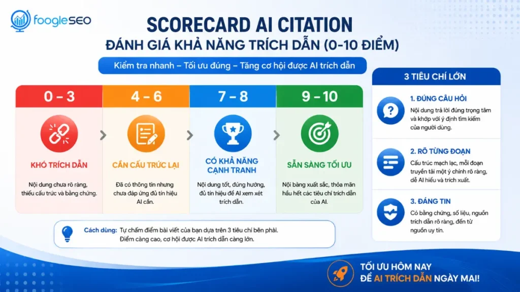 Thang điểm đánh giá AI Citation Readiness cho bài viết