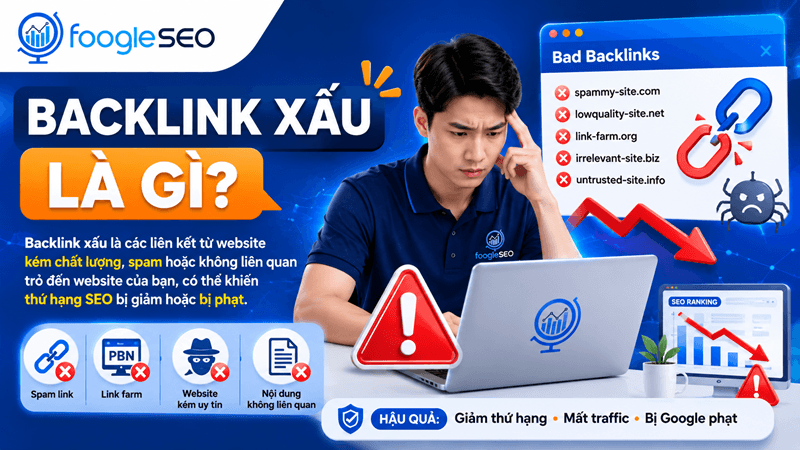 Hình mô tả backlink xấu là các liên kết kém chất lượng gây hại cho website