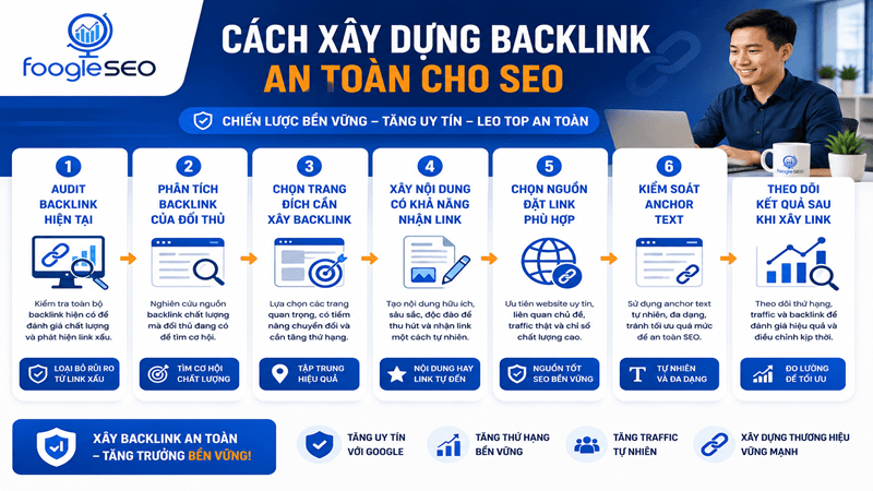 Quy trình xây dựng backlink an toàn giúp website tăng cường vững chắc và cải thiện SEO