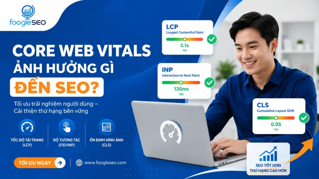 Core Web Vitals gồm LCP INP và CLS trong Technical SEO