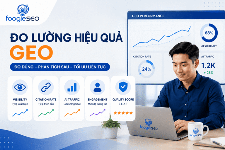 Hình mô tả đo lường hiệu quả GEO giúp doanh nghiệp theo dõi hiệu suất nội dung trên AI Search và tối ưu chiến lược tăng trưởng bền vững