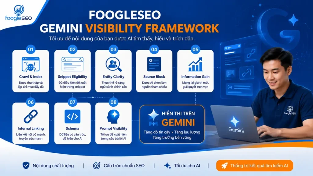 FOOGLESEO Gemini Visibility Framework chấm điểm khả năng được Gemini hiểu và trích dẫn