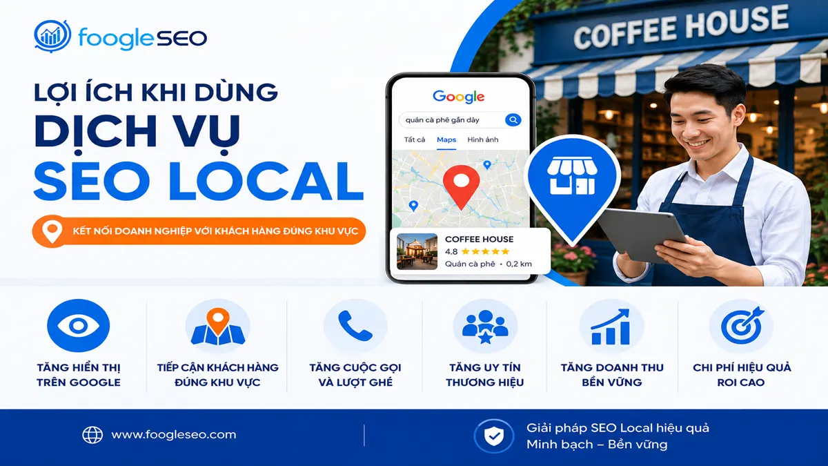 Hình mô tả lợi ích khi sử dụng dịch vụ SEO Local của FOOGLESEO cho doanh nghiệp địa phương.