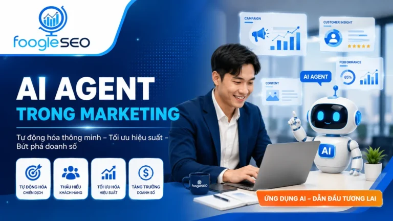 Minh họa AI Agent trong Marketing ứng dụng trí tuệ nhân tạo để tự động hóa marketing, phân tích hành vi khách hàng, tối ưu chiến dịch quảng cáo và nâng cao hiệu quả kinh doanh cho doanh nghiệp