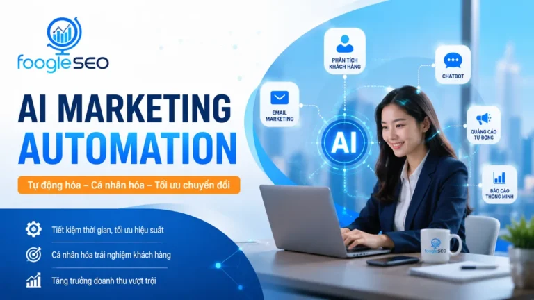 FOOGLESEO giới thiệu giải pháp AI Marketing Automation giúp doanh nghiệp tự động hóa marketing, cá nhân hóa trải nghiệm khách hàng và tối ưu chuyển đổi với AI, Email Marketing, Chatbot và phân tích dữ liệu.