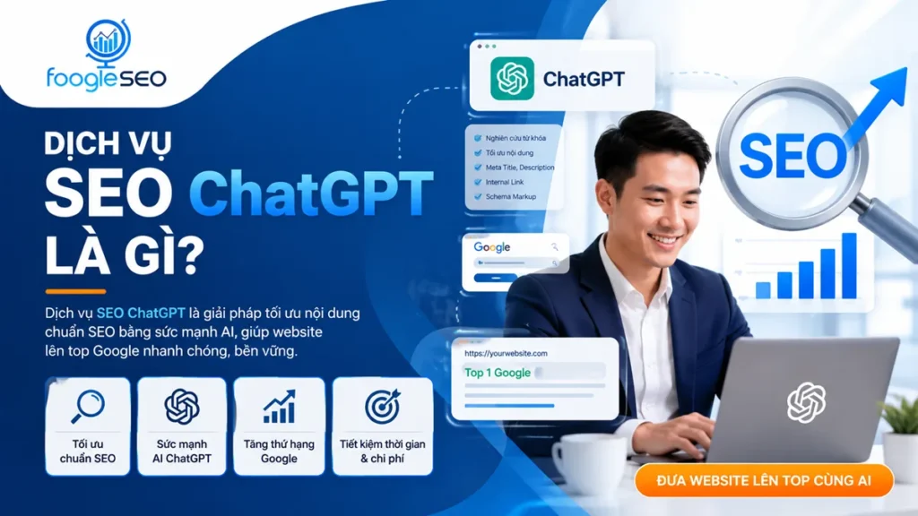 Dịch vụ SEO ChatGPT giúp doanh nghiệp tối ưu nội dung AI, cải thiện thứ hạng Google và tăng hiệu quả SEO website