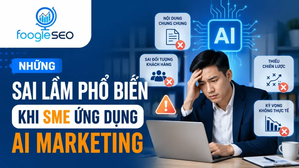 Hình ảnh minh họa những sai lầm phổ biến khi doanh nghiệp nhỏ ứng dụng AI Marketing
