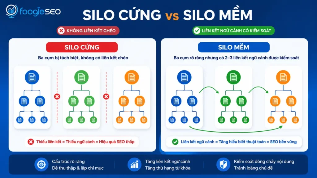 So sánh silo cứng cô lập nội dung và silo mềm có liên kết ngữ cảnh